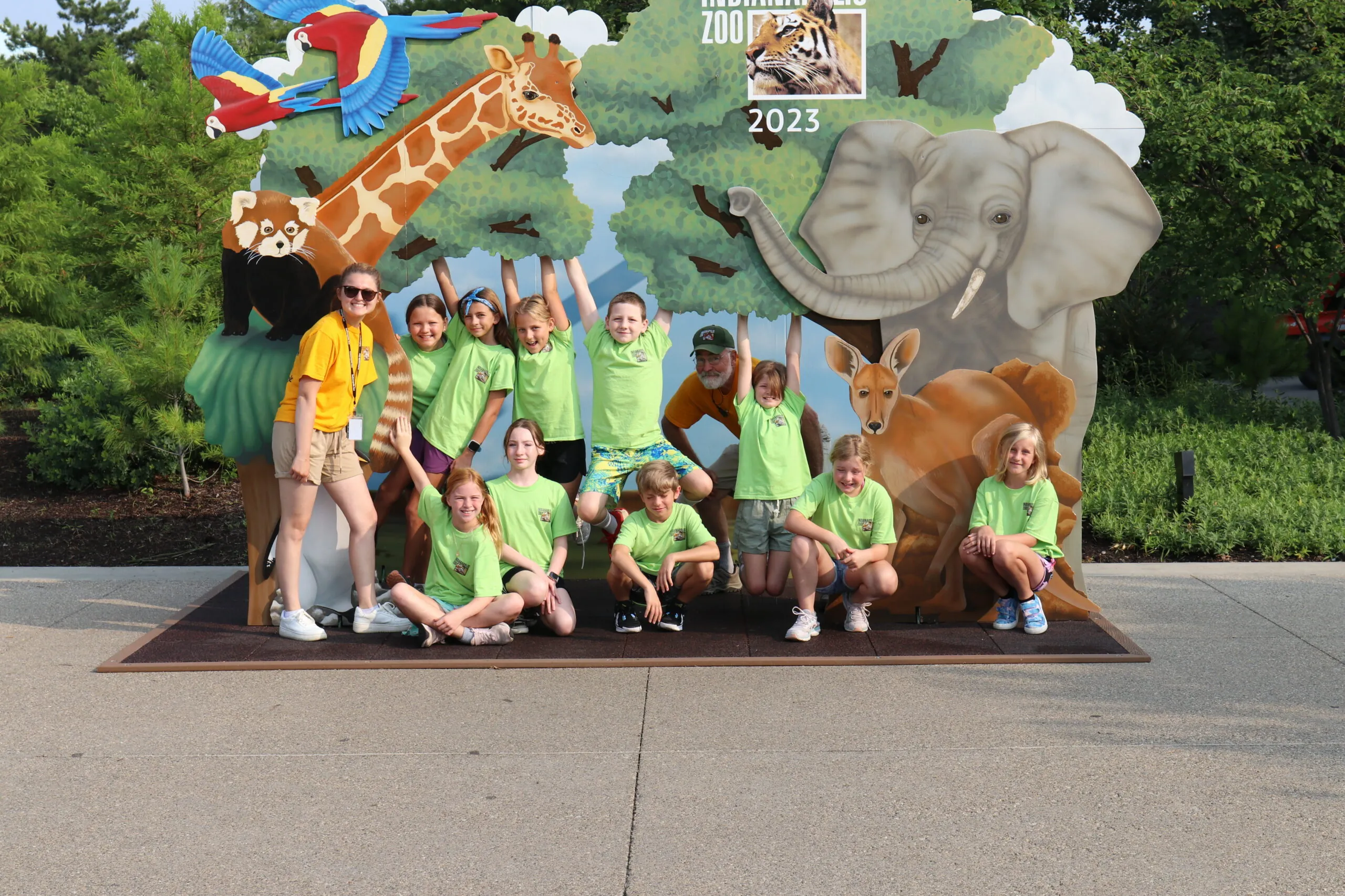 Zoo campers taking a group photo