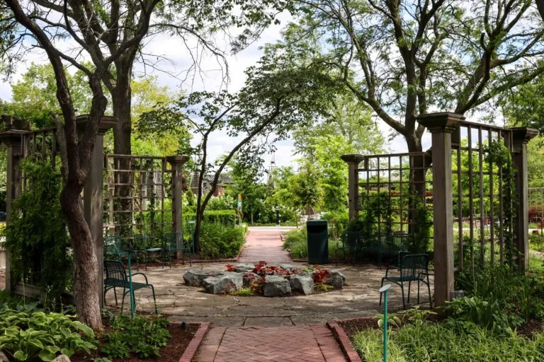 Design gardens from main path looking south