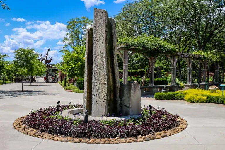 Earth Stone fountain sculpture at white river gardens