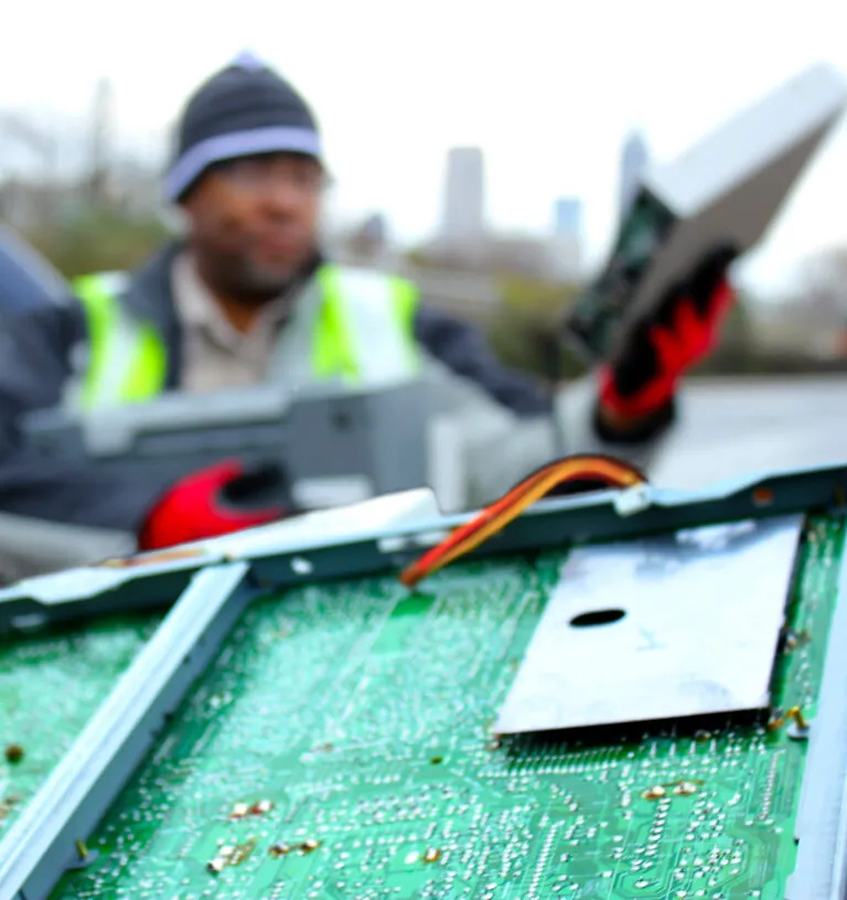 Old electronics being recycled