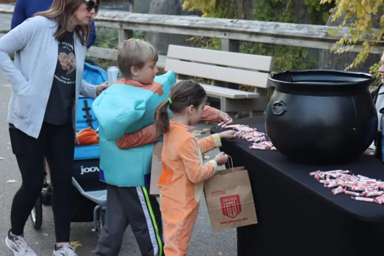 Kids trick-or-treating during ZooBoo