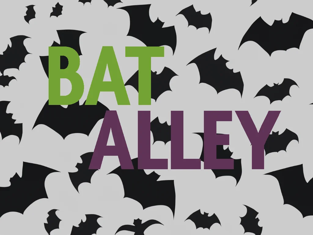 bat alley text on bat background