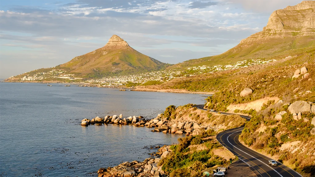 mountain and water coastline of capetown south africa